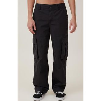 Cotton On Mens Baggy Cargo Pant in Black Ripstop at Nordstrom, Size 28