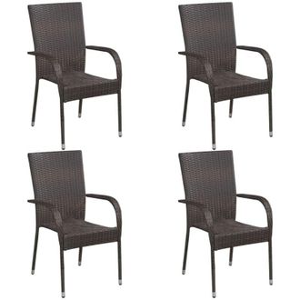 vidaXL Vidaxl - Sedie da Esterno Impilabili 4 pz in Polyrattan Marrone