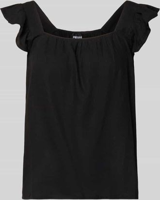 Pieces Regular Fit Blusentop aus Baumwoll-Leinen-Mix Modell PIA in Black, Gr&ouml;&szlig;e XL