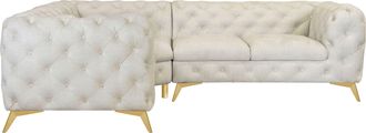 HOME AFFAIRE Chesterfield-Sofa »Ecksofa GLYNIS L-Form mit Wellenunterfederung, Masse B/T/H 264/204/75cm« aufwändige Knopfheftung, moderne Chesterfield Optik, Fussf