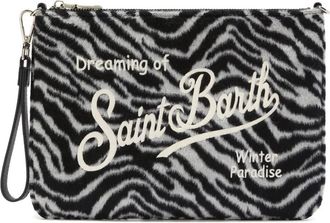 MC2 Saint Barth zebra-print embroidered shoulder bag - women - Polyester - One Size - Black