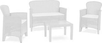 Trade Shop Trade Shop - Conjunto De Sala De Estar Con Sof&aacute; Cama 2 Sillones Mesa De Caf&eacute; Efecto De Rat&aacute;n Almohadas 156036