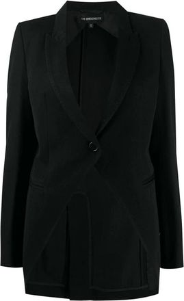 Ann Demeulemeester Zwarte Cavalier Blazer - Dames - Blazers - Zwart - S - Katoen - Jassen