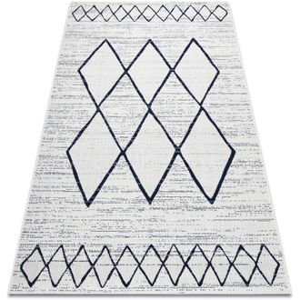 RugsX Rugsx - Alfombra De Cuerda Sisal Color 47272/396 Rombos Cuadrados Blanco White 140x200 Cm