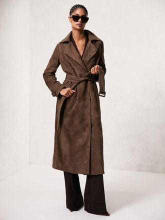 Reiss Taupe Neutral Hattie Petite Belted Trench Coat, 14