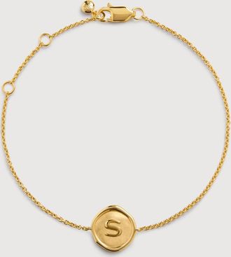 Monica Vinader Gold Initial S Stamp Chain Bracelet
