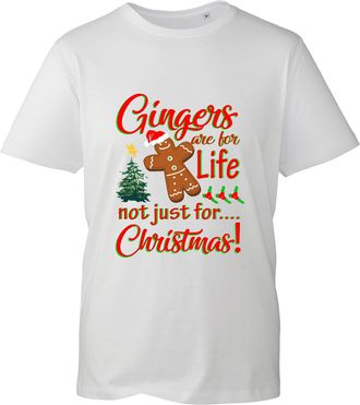 Generic Gingers are for Life Not Just for Christmas T-Shirt, Gingerbread Ugly Xmas Day Santa Unisex Kids Adults Top (White, XL)