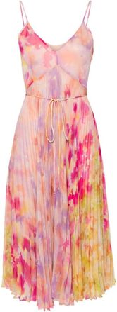 Twin-Set abstract-print pleated midi dress - women - Polyester/Polyester - 40 - Pink