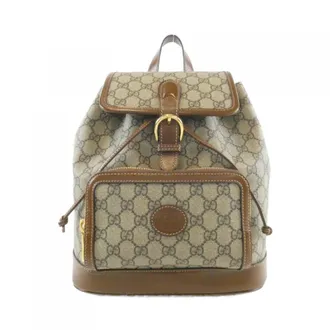 Gucci Beige Brown Gg Supreme Canvas Backpack (Pre-Owned)