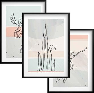 OEM P&oacute;steres Modernos En Tonos Pastel Para Pared, Ideales Para Dormitorio, Sala De Estar Y Arte Lineal