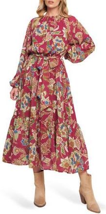 Flying Tomato Print Long Sleeve Maxi Dress in Merlot at Nordstrom Rack, Size Medium