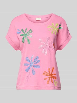 Milano Milano Italy T-Shirt aus Baumwoll-Leinen-Mix mit Stitchings in Pink, Gr&ouml;&szlig;e XXL
