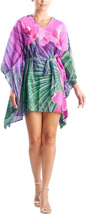 Natori Orchid Silk-Blend Voile Short Caftan