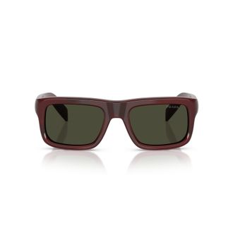 Prada 0pr D11s Thick Burgundy Rectangular Acetate Sunglasses