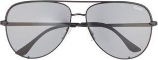 Quay High Key 64mm Oversize Aviator Sunglasses in Black /Smoke Non Polarized at Nordstrom Rack