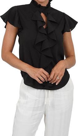 Love Token Trixie Cascade Ruffled Sleeve Blouse In Black