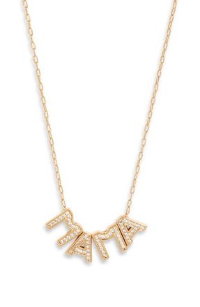 Nordstrom Mama Initial Pendant Necklace in Clear- Gold at Nordstrom