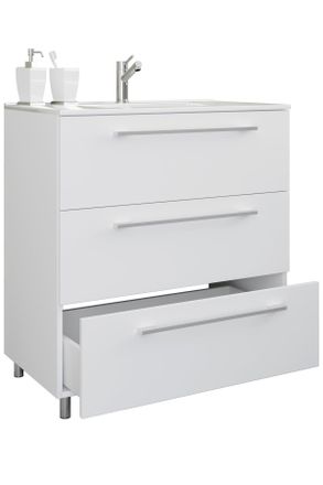 MID.YOU Mid.you Waschtischkombi, Wei&szlig;, Metall, 3 Schublade(n) Schubladen, einzeln stellbar, 60 cm, stehend, Badezimmer, Waschbecken & Armaturen, Waschtische