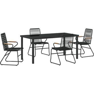 vidaXL Conjunto De Comedor De Jard&iacute;n 5 Pcs Negro Ratana De Pvc Vidaxl