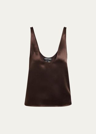 Tom Ford Plunging Scoop-Neck Silk Tank Top