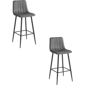 OEM Taburete Pozza - Terciopelo Gris Oscuro / Patas Negras X 2