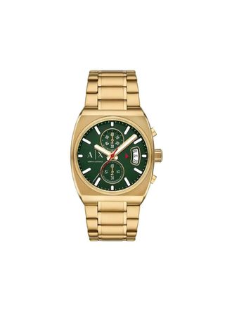 A|X Armani Exchange square-face 44mm - men - Gold Plated Steel - One Size - Green