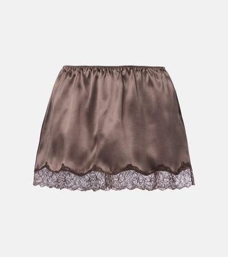 Magda Butrym Lace-trimmed silk satin miniskirt