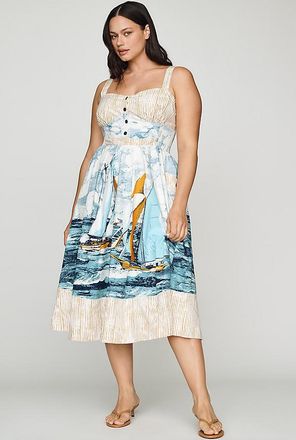 Maeve Cotton Sweetheart Midi Dress