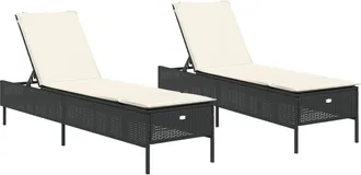 vidaXL Vidaxl - Lettini Prendisole Con Cuscini 2 Pz Neri In Polyrattan