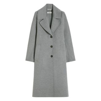 Max Mara Jassen, Dames, Grijs, 3Xs, Wol, Enkelrijige wollen jas