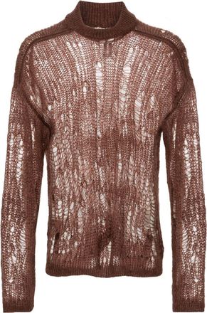 Rick Owens Tommy Lupetto open-knit jumper - men - Polyamide/Mohair/Wool - M - Brown