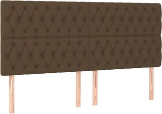 vidaXL Cabecero Con Luces Led Tela Marr&oacute;n Oscuro 180x7x118/128 Cm Vidaxl