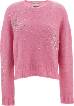 Des_Phemmes Pink Alpaca-Blend Pearl Crystal Splash Sweater