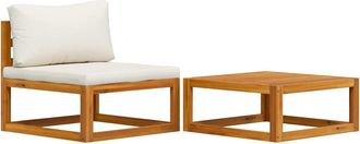 vidaXL Set De Sof&aacute; De Jard&iacute;n 2 Pzas Con Coj&iacute;n Madera Maciza De Acacia Vidaxl
