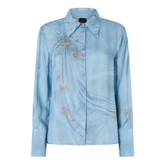 Pinko Shirts, female, Blue, Size: S Christa Satin Shirt