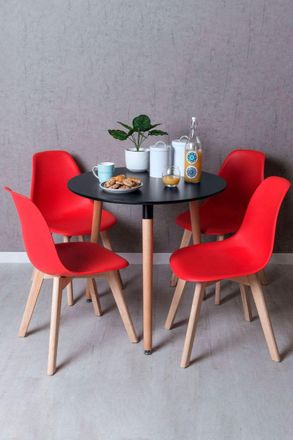 Regalos Miguel Regalos Miguel - Black Friday - Conjunto Mesa Tower Redonda 80 Cm Negra Y Pack 4 Sillas Kelen - Rojo