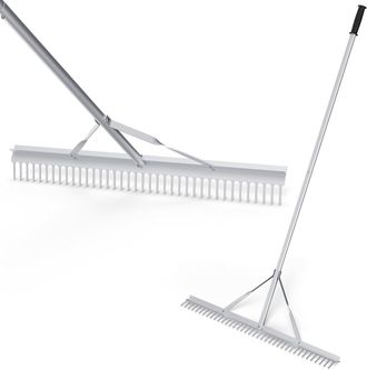 Costway Rastrillo Jardin Con Mango De 174 Cm, 36 P&uacute;as, Rastrillo De Aluminio Cuidado Del C&eacute;sped, Jard&iacute;n, Lago, Estanque, Playa - Costway