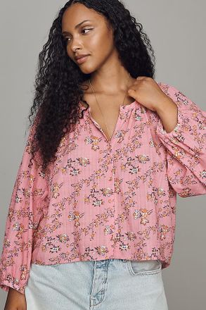 Pilcro Sidney Shrunken Scoop-Neck Blouse