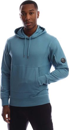 C.P. Company Mens Diagonal Raised Fleece Lens Hoodie in Blue Cotton - Size X-Large