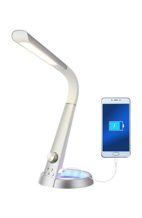 Jonathan Y Designs Milton 19 Aluminum Contemporary Minimalist Adjustable Head Dimmable USB Charging LED Task Lamp in Silver at Nordstrom