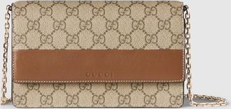 Gucci GG Emblem Wallet On Chain, Brown, Leather