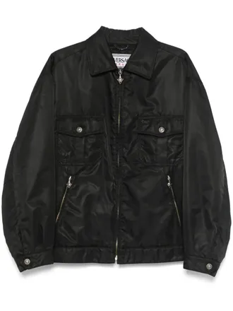 Versace 2000s logo-patch bomber jacket - men - Polyamide/Polyurethane/Acetate/Viscose/Polyester - 50 - Black