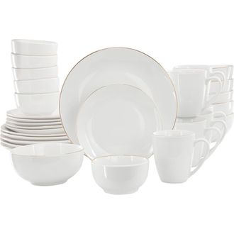 Gibson Home Ogalla 30 Piece Gold Banded Fine Ceramic Dinnerware Set in White at Nordstrom