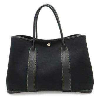 Herm&egrave;s Black Toile Officier Handbag Tote Bag (Pre-Owned)