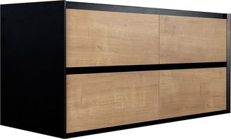 Vente-Unique Mueble de ba&ntilde;o flotante para lavabo - Color natural claro y negro - 120 cm - LANNICK