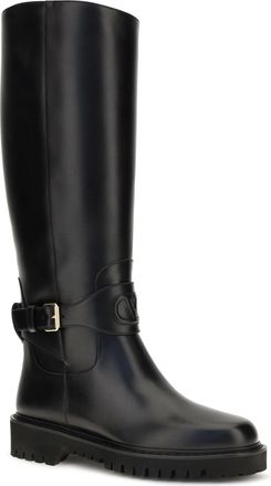 Valentino Garavani Womens Vlogo Signature Calfskin High Boots Nero Calf Leather Bos Taurus