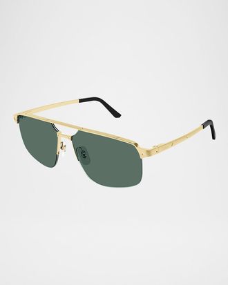 Cartier Men & apos;s Square Rimless Metal Sunglasses