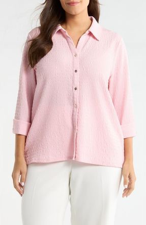 Kasper Ridge Knit Button-Up Shirt in Tutu Pink at Nordstrom, Size 1 X