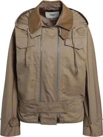 Fendi Blouson - Dames - Zomerjassen - Beige - XS - Katoen - Jassen