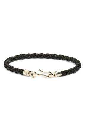Caputo & Co. Twisted Braid Leather Bracelet in Black at Nordstrom
